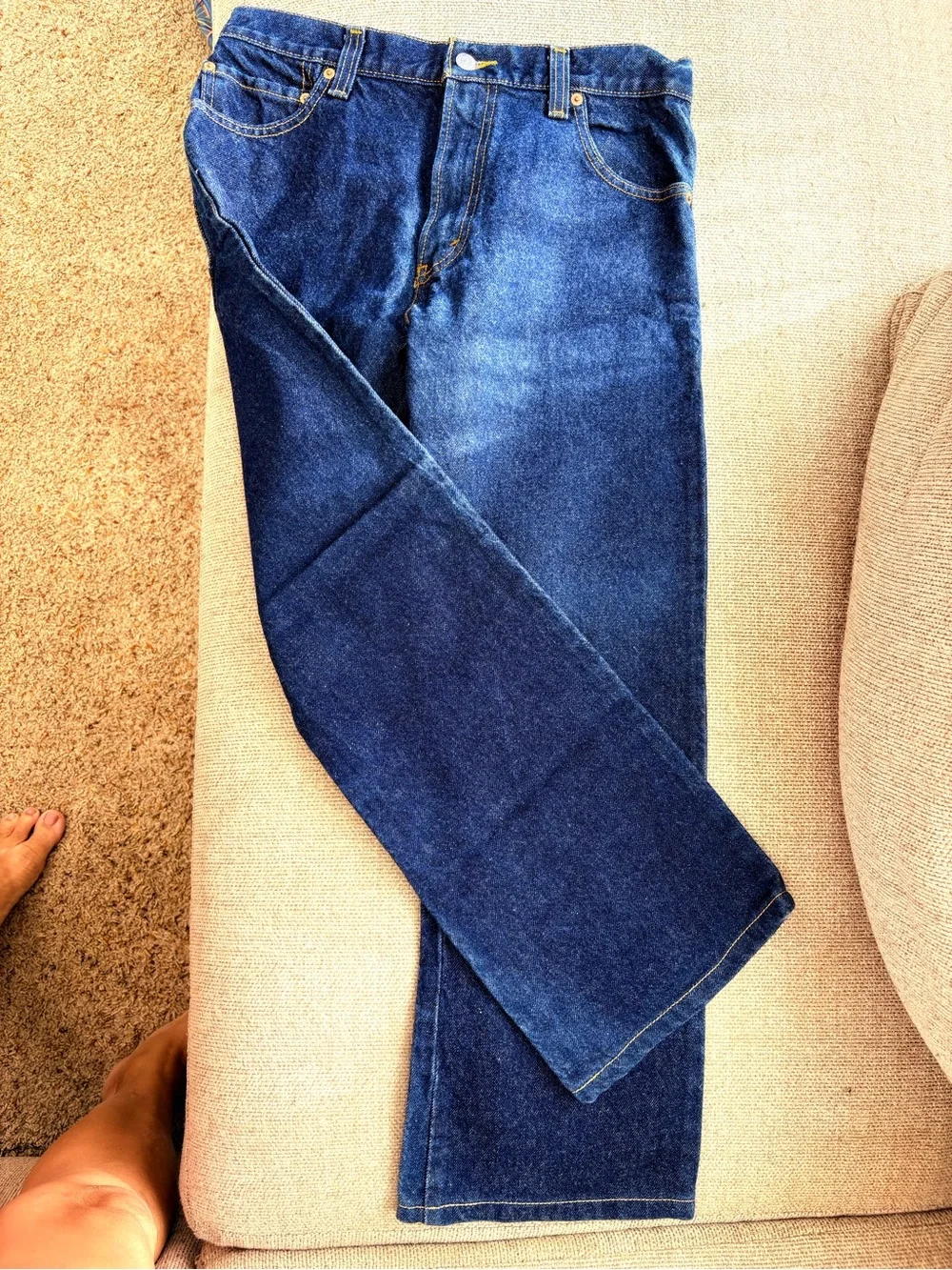 Levi's Slim Straight 517 Men’s Jeans in Dark Blue Denim with Tan Patch